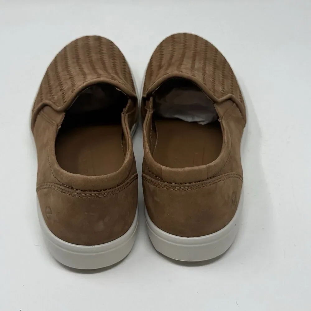 ECCO Soft 7 Woven 2.0 Sneaker Shoes Mens 9 EU 43 Brown Nubuck Leather Slip On